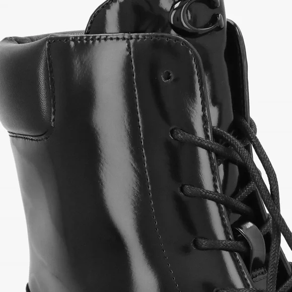 COACH Brand New Leighton Black High Shine Leather Ankle Boots - Picture 5 of 6